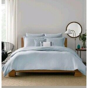 NEW Real Simple Twin Lattice Blue Luxuriously Soft Duvet Cover 100% Cotton
